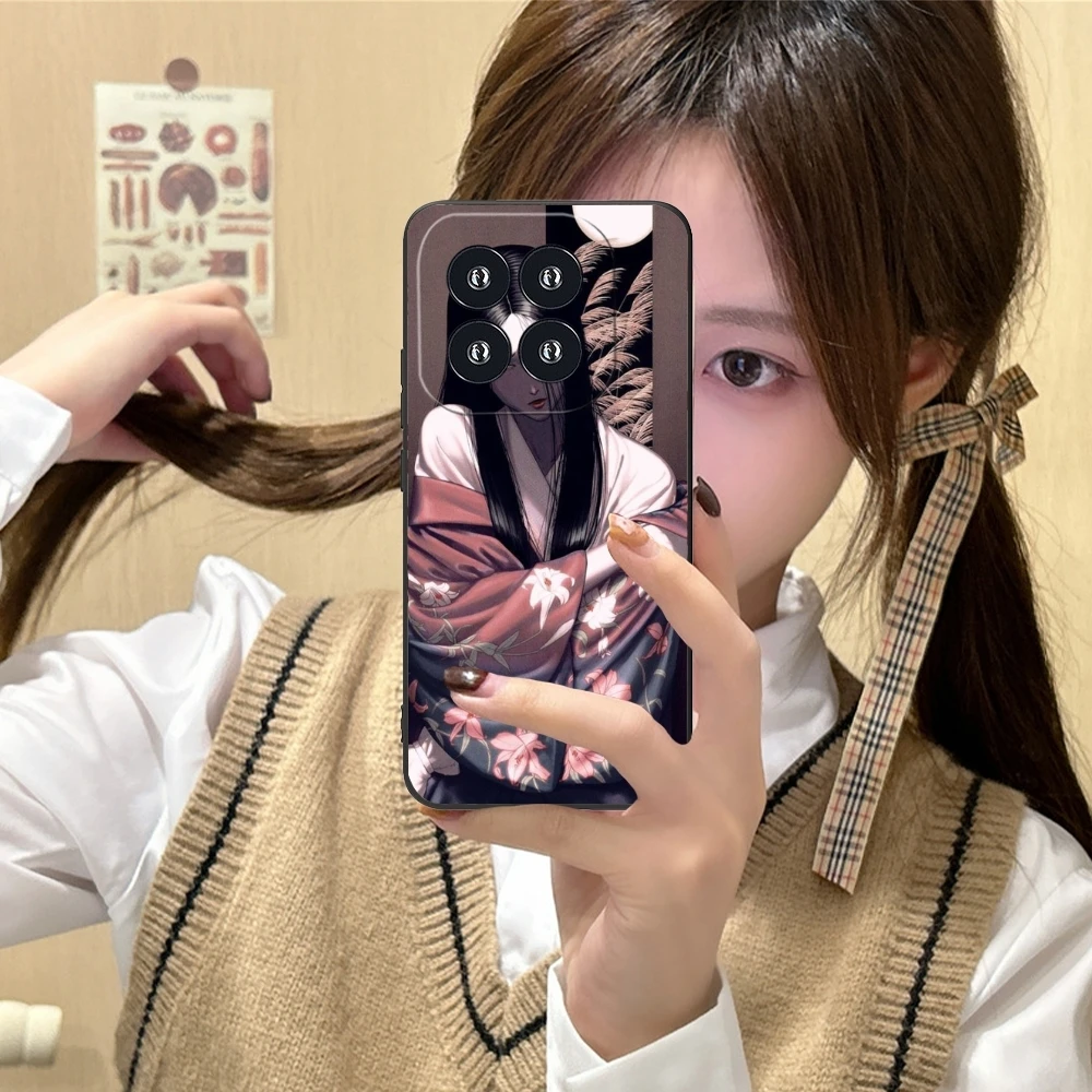 Bleach Unohana Mobile Cell Phone Case for Xiaomi 14 13 12 11 10 9 T Ultra Lite Pro S SE X 5G Black Soft Phone Cover Shell