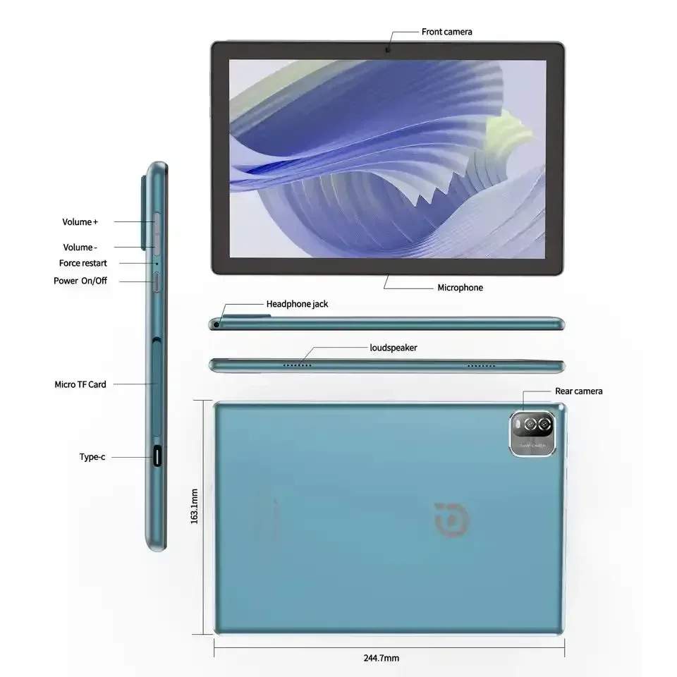 Soft Silicone Shockproof Case for Android 12 10.1-inch Tablet with Rear Kickstand for Pritom Tab 10