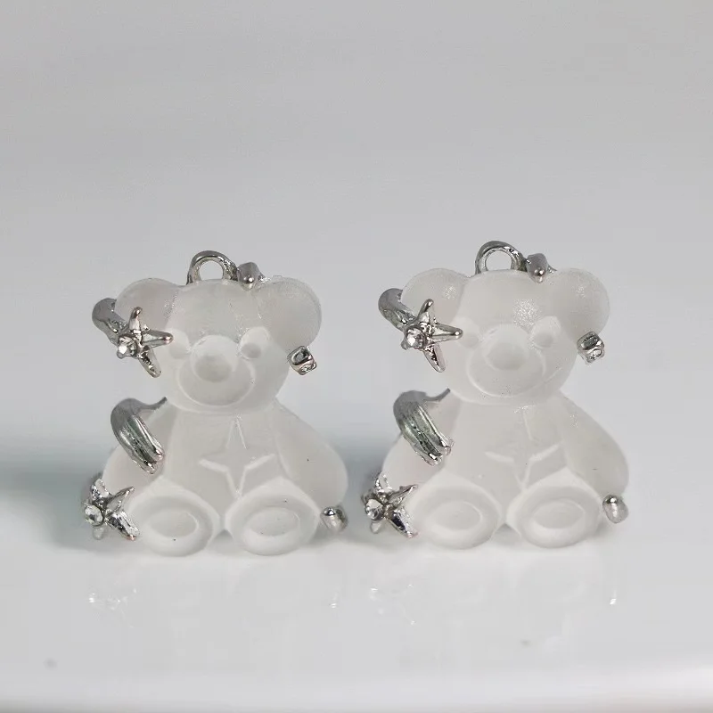 30pcs Alloy resin charms cute crystal bear pendant for Fit diy Jewelry necklace earring Mobile phone chain Making Supplies