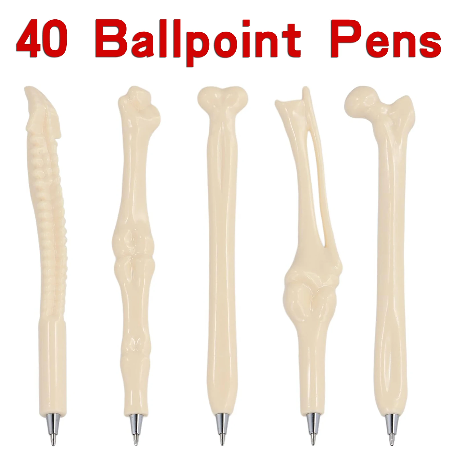 

40Pcs Bone Shape Ballpoint Pens Novelty Black Ink Pen for Doctor Nurse Friends Ballpoint Pen