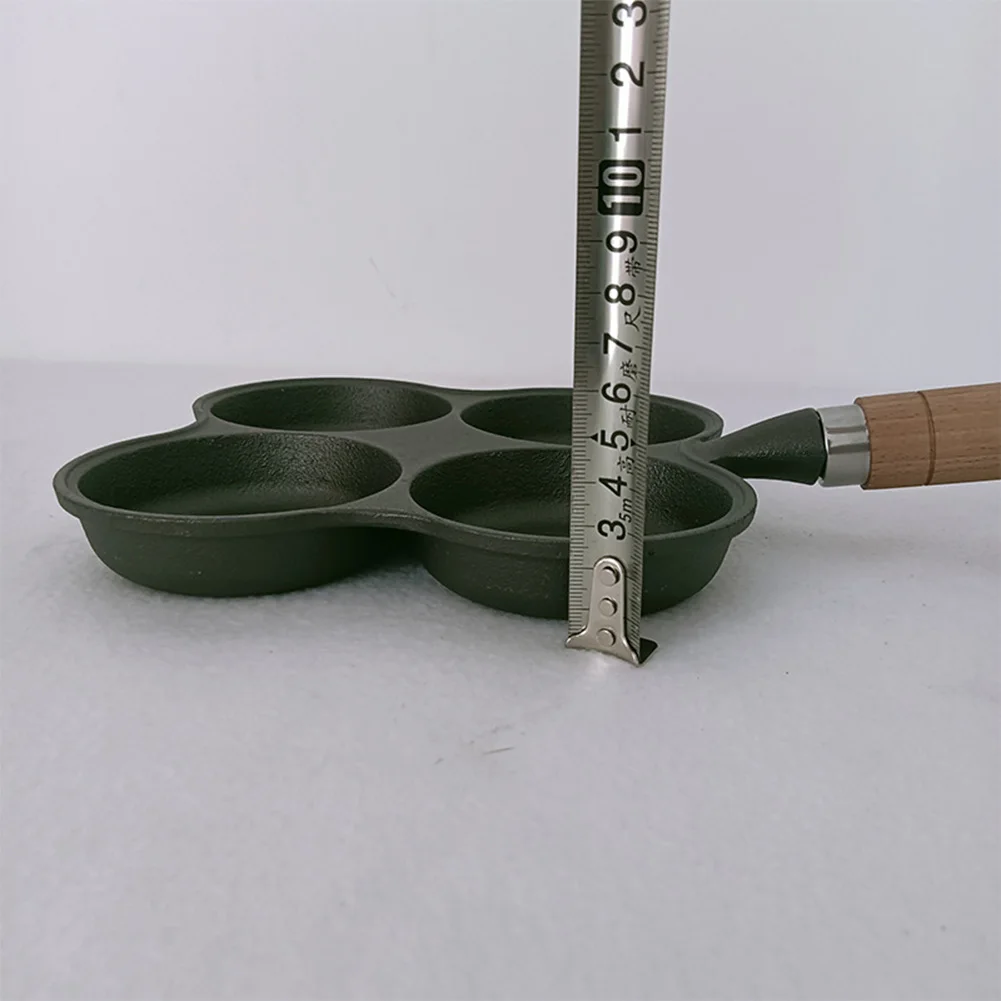 

Сковорода для омлета с 4 отверстиями, антипригарная сковорода для завтрака, гамбургера, яиц, блинов, сковорода с деревянной ручкой, подходит для газовой плиты, индукционной плиты