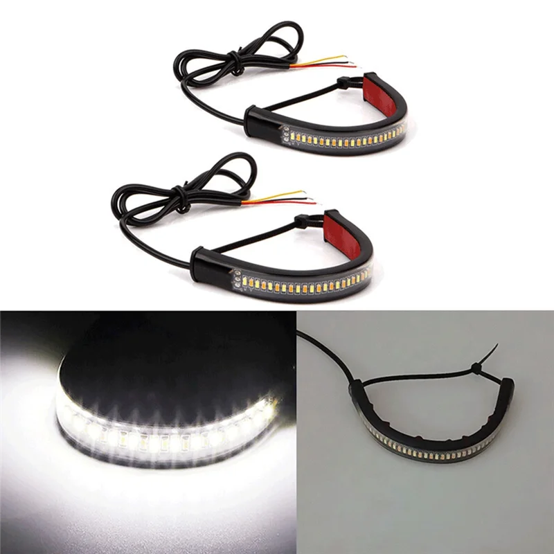 12V 36-Colour LED Strip Bi-Colour White and Yellow Shock Light with Strap Bi-Colour Running Light for Motorbike Lights