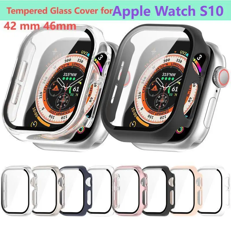 PC+Tempered Glass Case for Apple Watch 10 Series All-around Bumper Anti-scratch Protective Cover iWatch Series 10 42mm 46mm