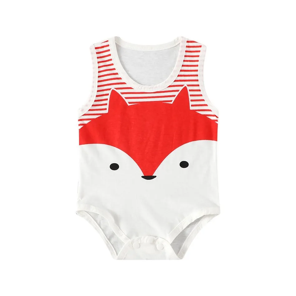 Macacão sem mangas de bebê recém-nascido, macacão infantil, macacão de desenho animado, roupas casuais, menino, menina, verão, 1 pc, 0-2 anos