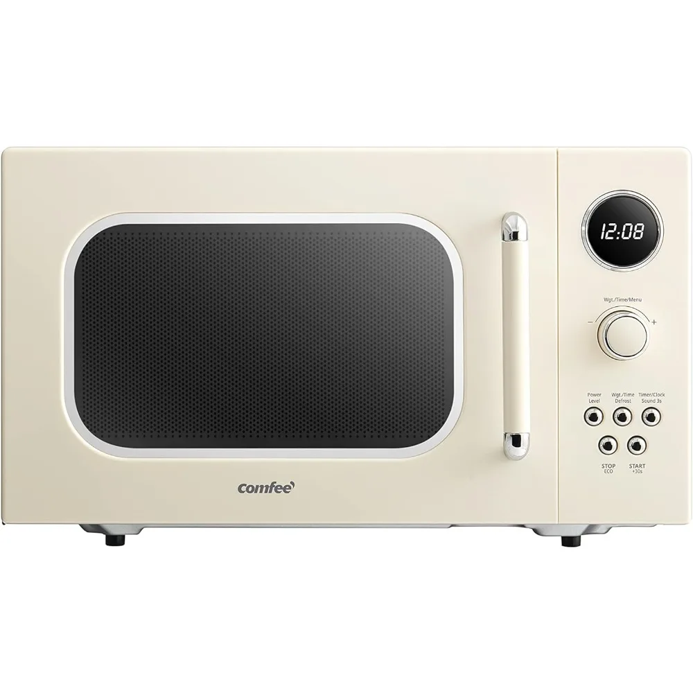 Retro Microwave with 9 Preset Programs, Fast Multi-stage Cooking, Turntable Reset Function Kitchen Timer