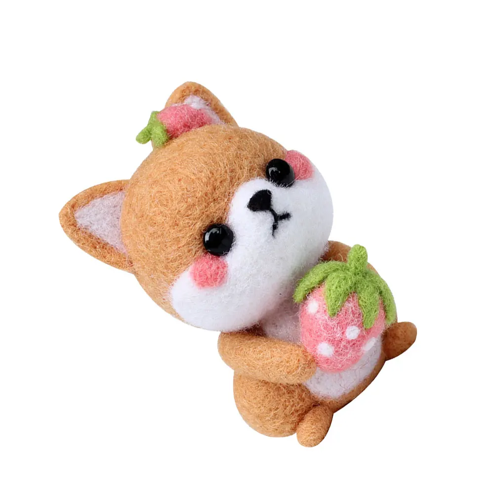 

DIY Wool Felting Kit for Beginners Kids Craft Tool Pink Dog Needle Set Cartoon Embroidery Child Day Gift Fiber