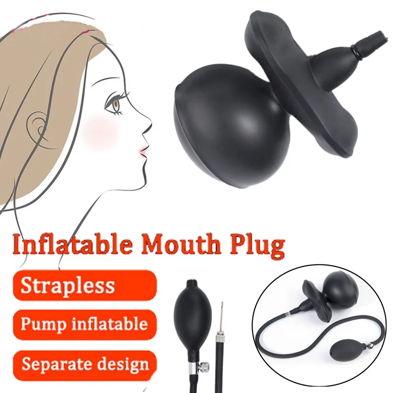 

Super Huge Strapless Inflatable Expansion Mouth Gag Restraint Slave Bondage Open Mouth Ball BDSM Adult Sex Toy For Woman Couples