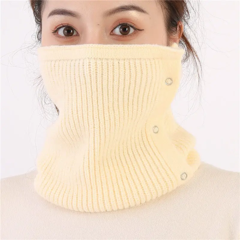 Solid Color Knitted Veil Ring Scarf Women Autumn Winter Warm Outdoor Cycling Thick Dual Purpose Multifunctional Hood Muffler