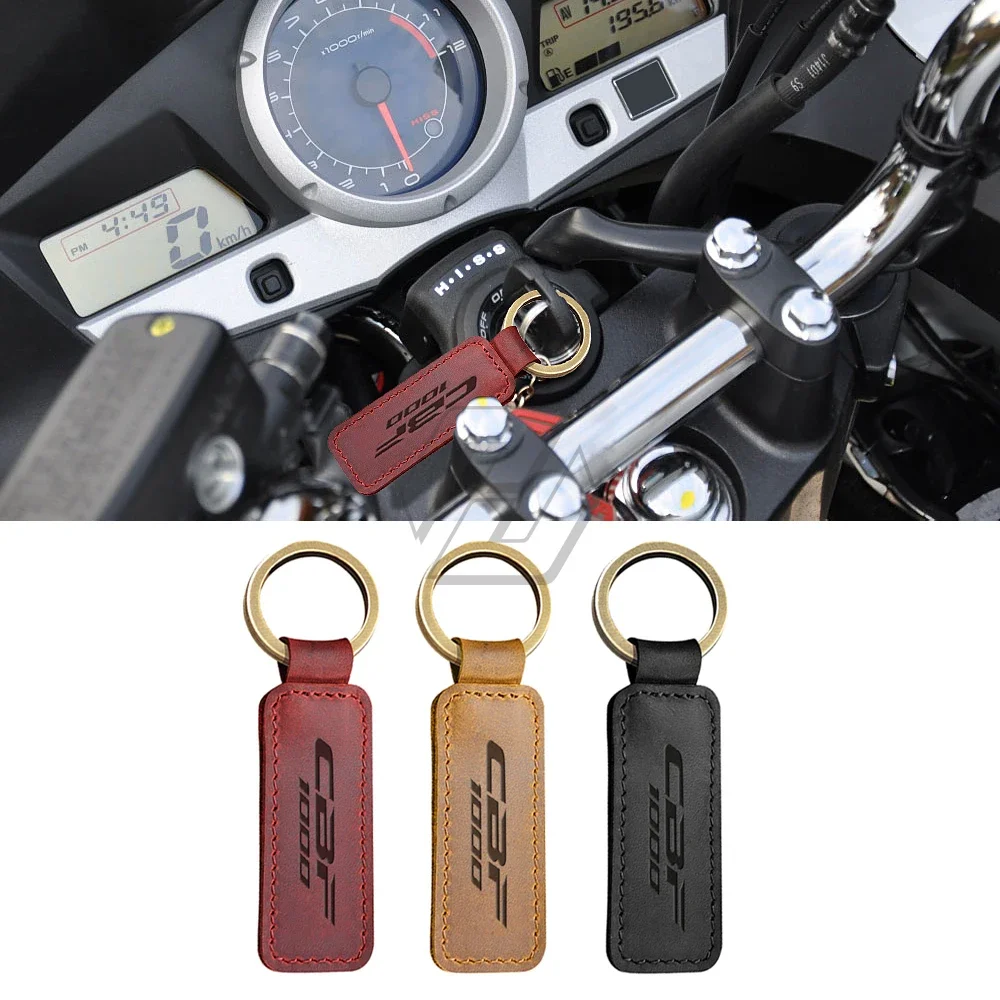 For Honda CBF1000 CBF 1000 Keyring Motorcycle Cowhide Keychain Key Ring