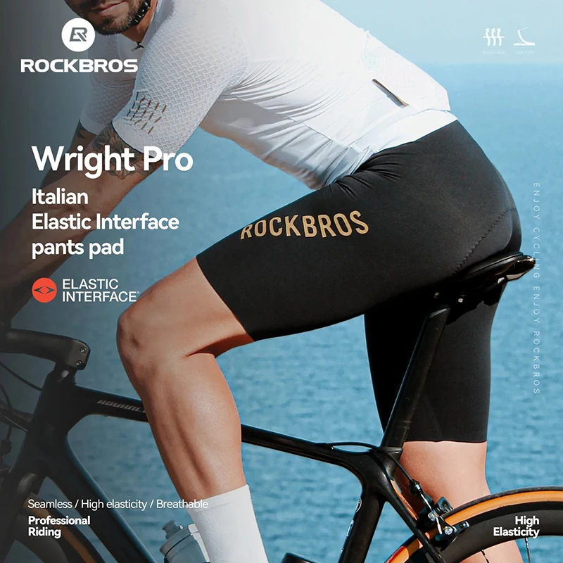 

ROCKBROS велосипедные шорты с эластичным интерфейсом, мужские летние высокоэластичные дышащие амортизирующие брюки для шоссейного велосипеда MTB
