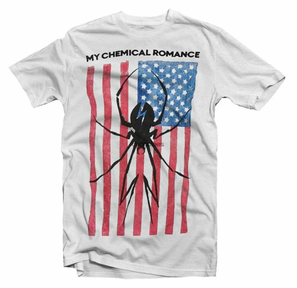 Official My Chemical Romance Flag Logo Mens White T Shirt MCR Tee