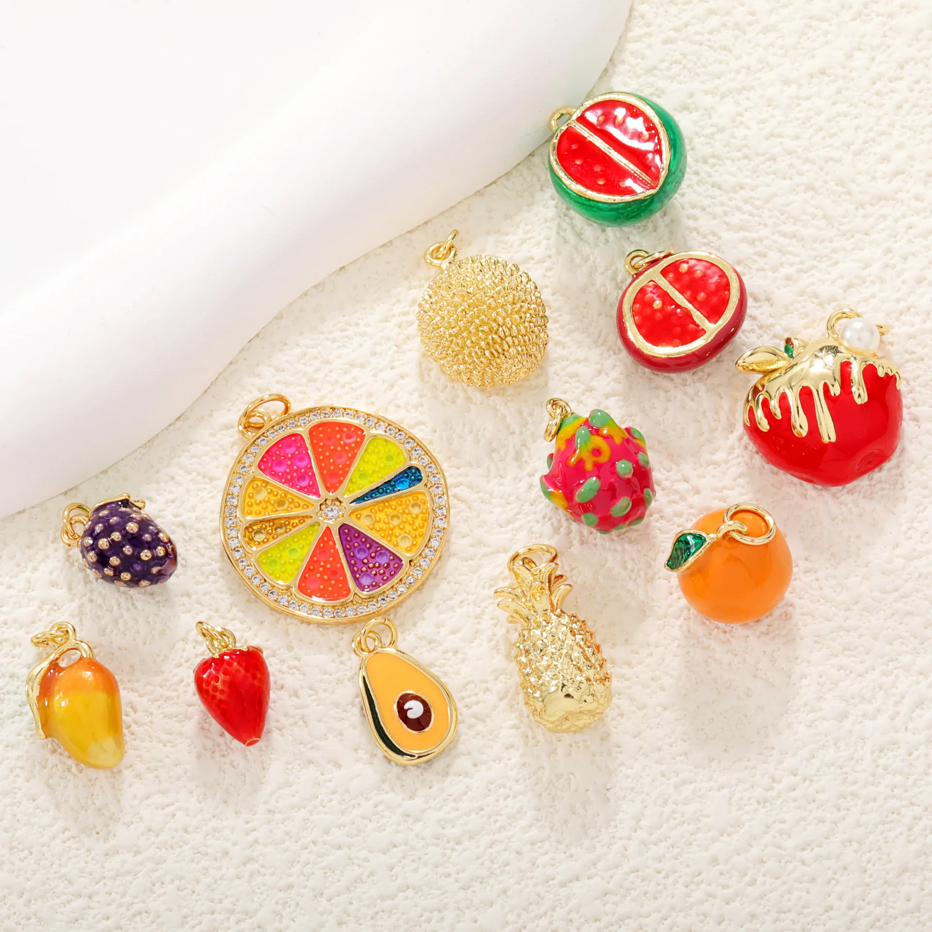 6pcs Cute Fruit Charms Watermelon Durian Mango Pendant For DIY Jewelry Making Handmade Jewelry Accessories