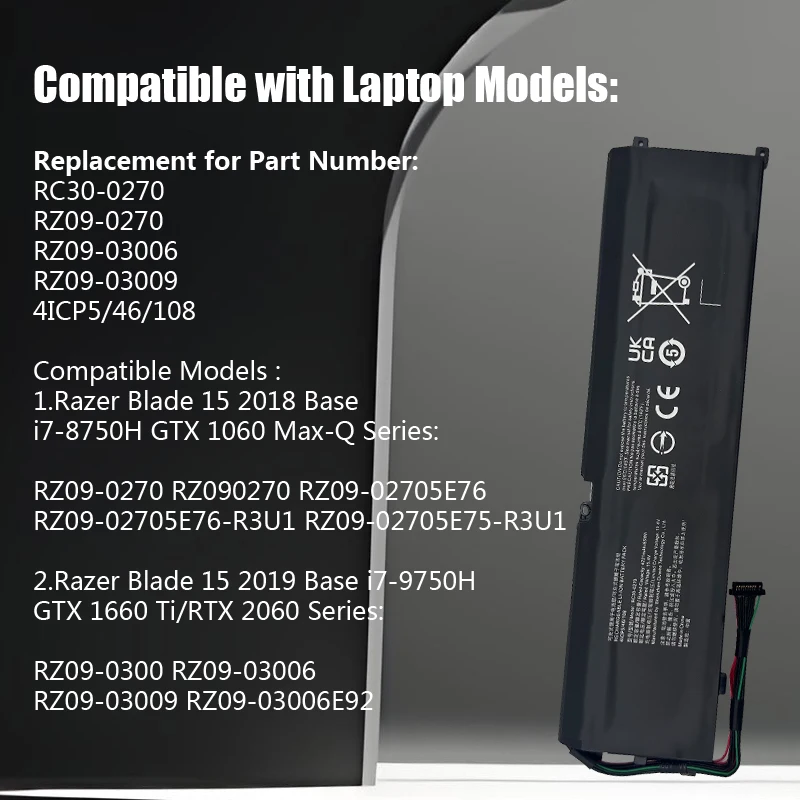 RC30-0270 بطارية الكمبيوتر المحمول ل الماسح بليد 15 قاعدة الشبح 2018 سلسلة دفتر RZ09-03006 RZ09-0270 RZ09-02705E75-R3U1