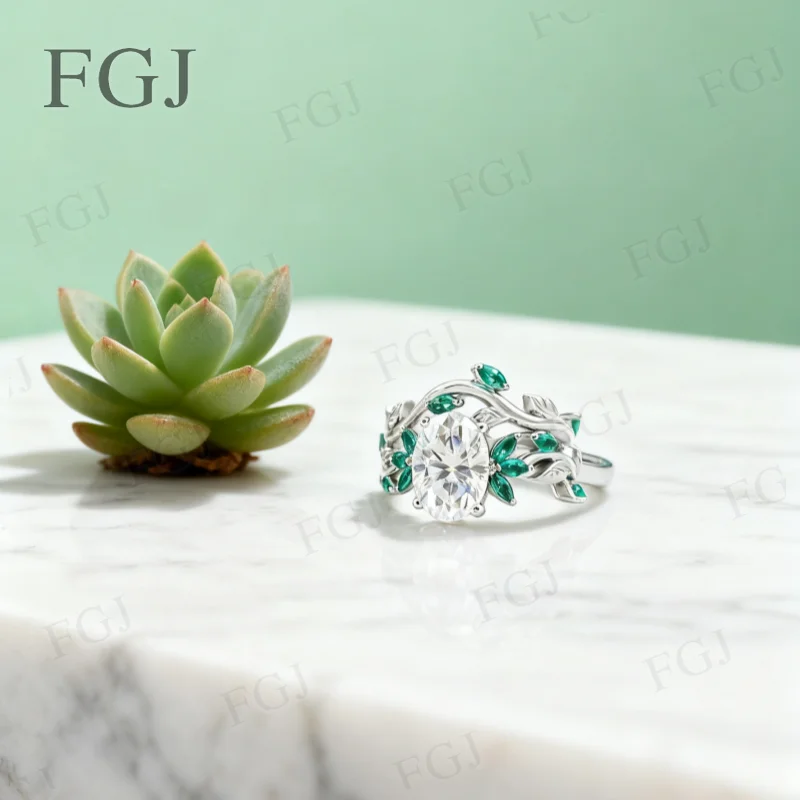 

Moissanite Ring Custom-Made Lab Grown Columbia Oval Marquise Stackable Rings Set Sparkly Wedding/Party Jewelry Gifts For Women