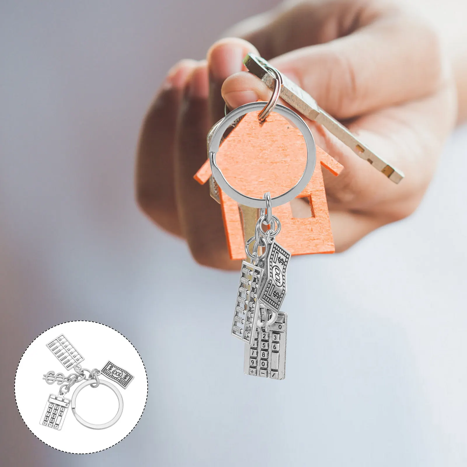 Calculator Key Chain Math Teacher Gift Keychain for Men Financial Planner Cool Keyring Interesting