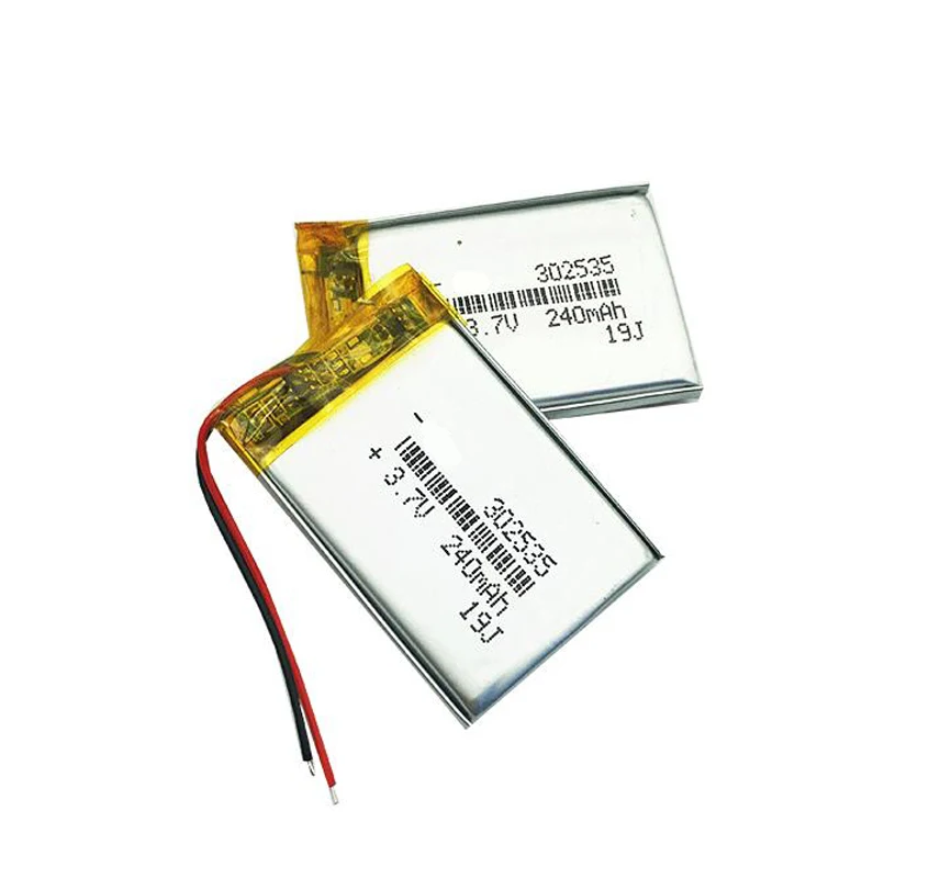 

302535 240mah 3.7V Lithium Polymer Battery For Bluetooth Earphone Speaker LED Light Camera Toy Rechargeable Li-polymer Batteries