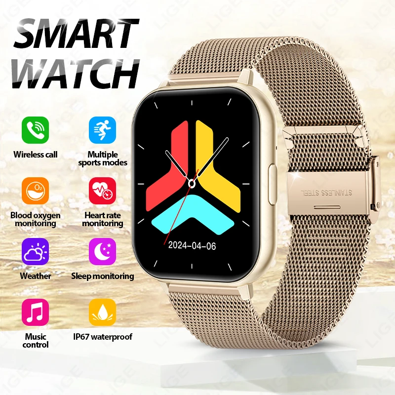 

Смарт-часы LIGE 2026: Новинка, 1.83" HD-экран, Bluetooth, беспроводные звонки, для мужчин и женщин, фитнес-браслет, настраиваемый циферблат