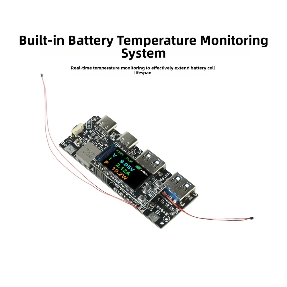 Lithium Iron Phosphate Version Charging Protection Module TFT Color Screen 225W Power Bank Module DIY PD Fast Charging Board