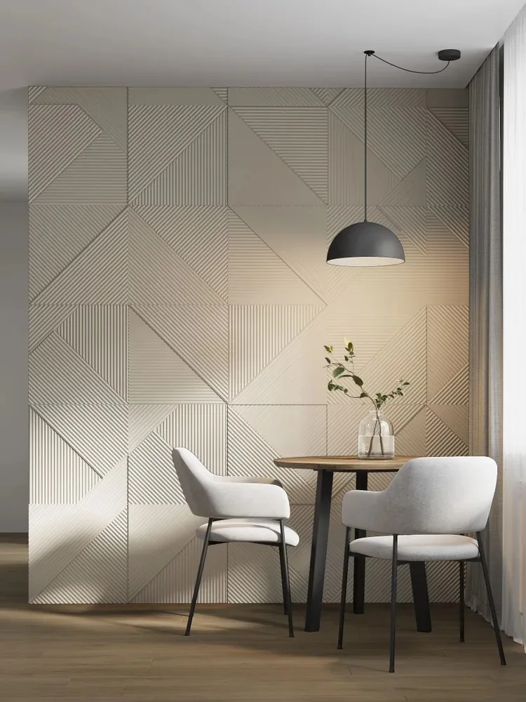 Afbeelding 3: 4 stks 50x50 cm Premium 3D Wave wandpaneel Streep Behang PVC Muur Decor Woonkamer Slaapkamer Kantoor Decor TV Achtergrond 9 verkocht