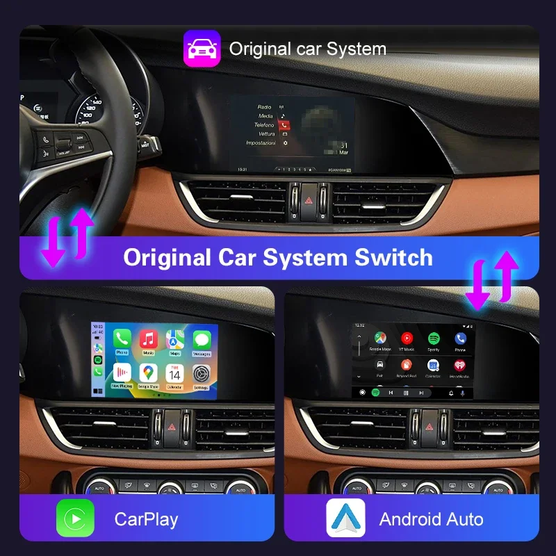 Newest Wireless Carplay for Alfa Romeo Stelvio & Giulia 2014-2019 Models Android Auto Mirror Link AirPlay Car Play Function