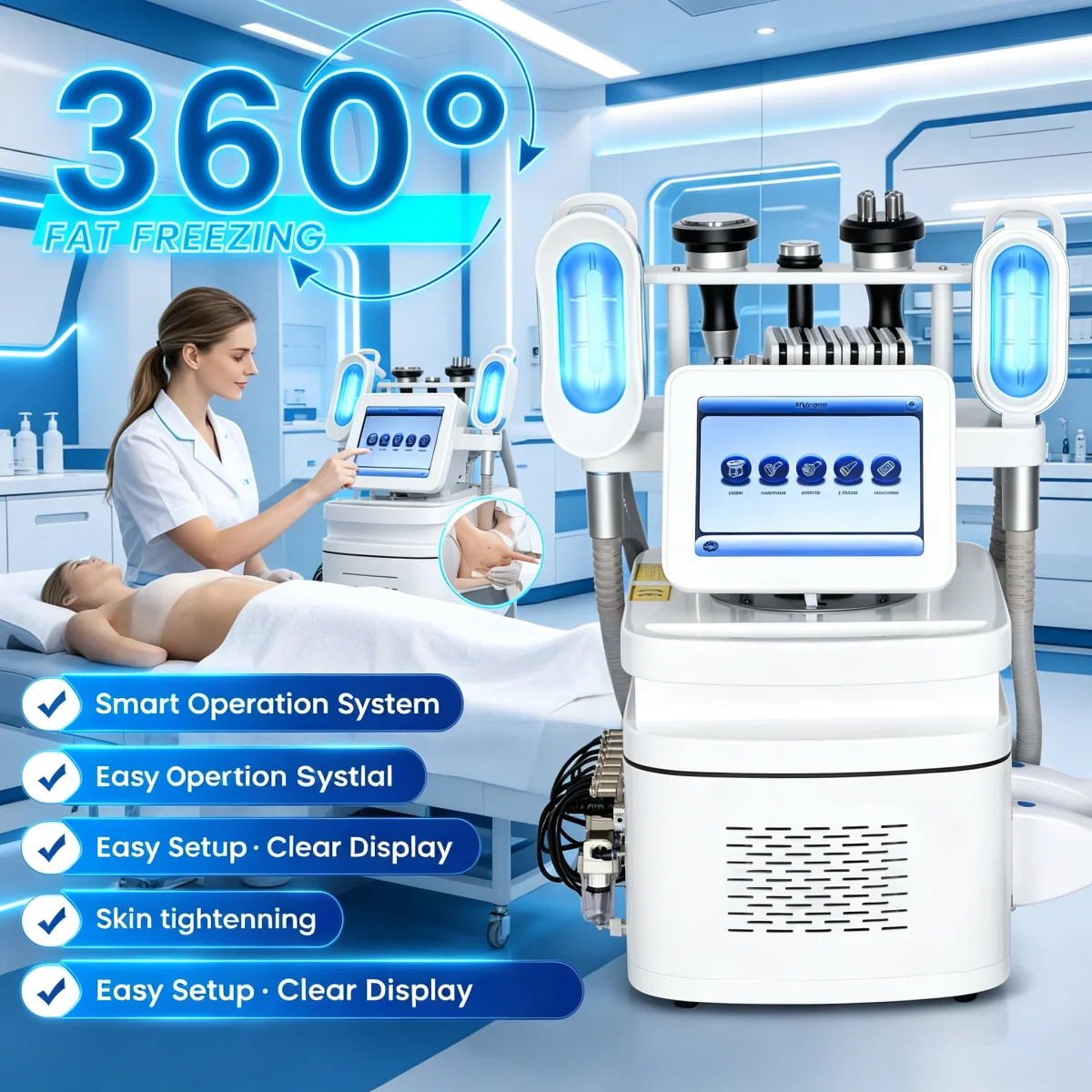 Portable 360 Cooling Sculpting Body Slimming Machine Loss Weight Fat Freezing 3 In 1 Cellulite Removal Vacuum Cavitation Machine