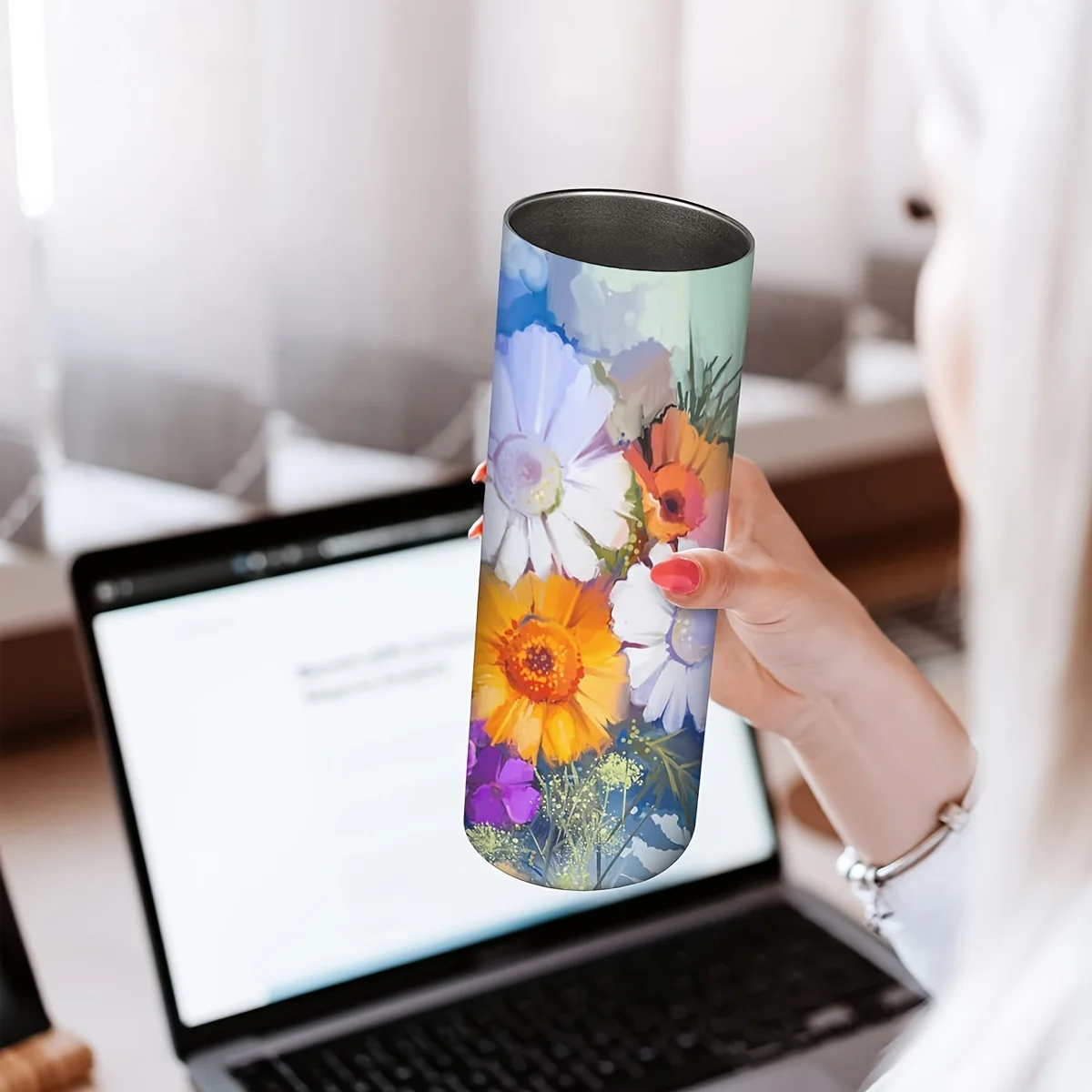 20oz Blank Sublimation Stainless Steel Tumbler – Insulated Double-Wall Drink Cup with Straw Lid & Cleaning Brush – Perfect for J view 4