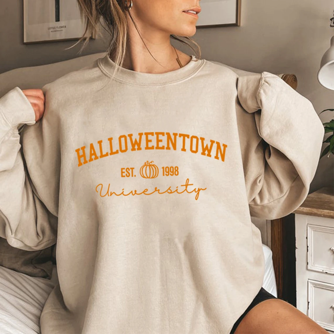 Halloweentown University Sweatshirt Halloween Crewneck Sweatshirts HalloweenTown 1998 Hoodie Fall Casual Graphic Hoodies Tops