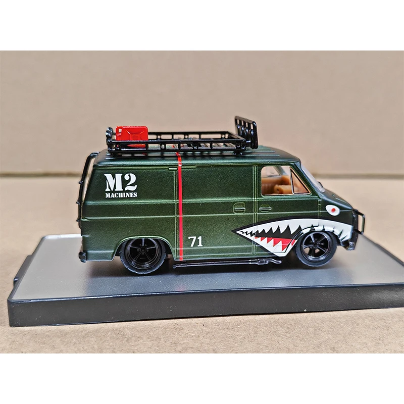 Modelo do carro do brinquedo com pintura da boca do tubarão, carro do brinquedo, perfil baixo, G10 modificado Van, modelo da liga, presente da coleção, M2, 1:64