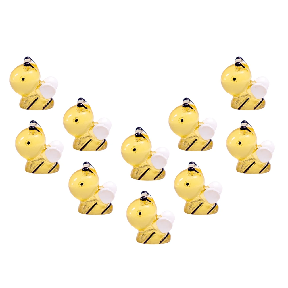 

10 Pcs Night Glow Bee Decorations Mini Resin Figurines Tiny Cartoon Bees Garden Patio Accessories L Decor Small Figures