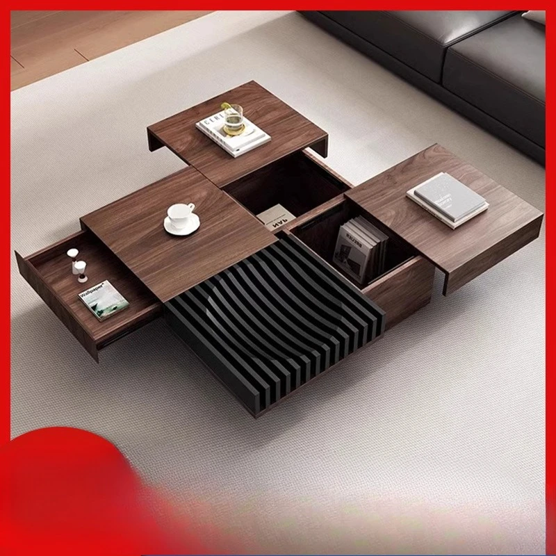 

Simple Solid Wood Walnut Living Room Coffee Table Home Storage Square Small Apartment Coffee Table