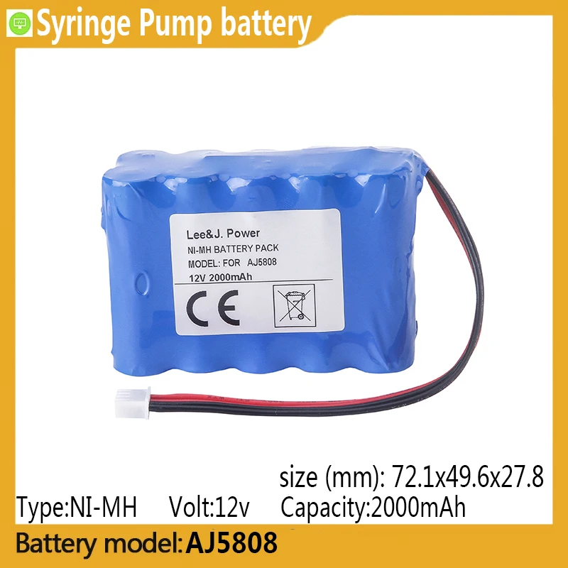 AJ5808 capacity 2000mAh 12v NI-MH battery, suitable for Anjie  AJ5808A,AJ5808,Syringe Pump