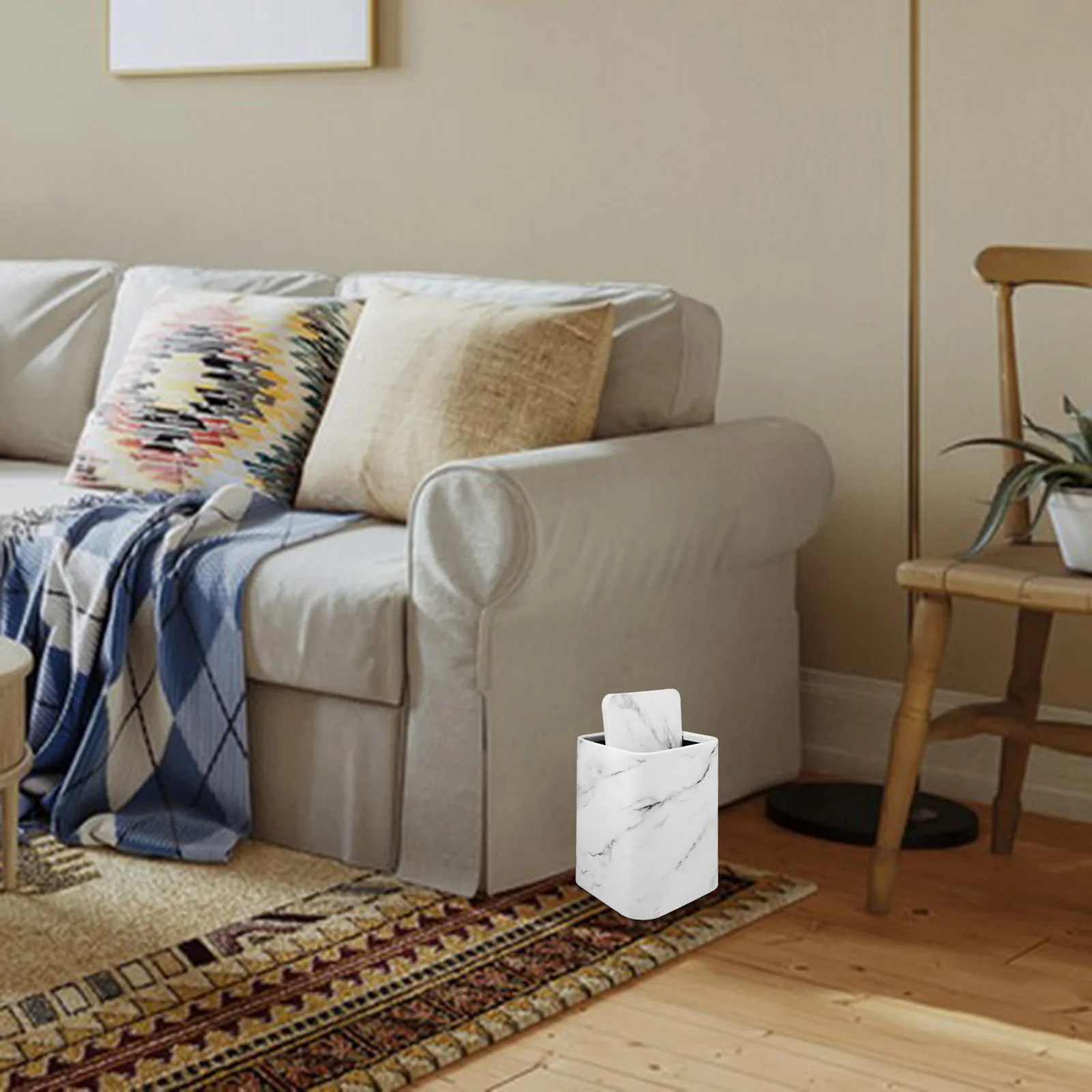 

Marbled Trash Can Garbage Bin Bathroom Container Bedroom Double Layer Basket Plastic Waste Baskets Office Bucket with Lid