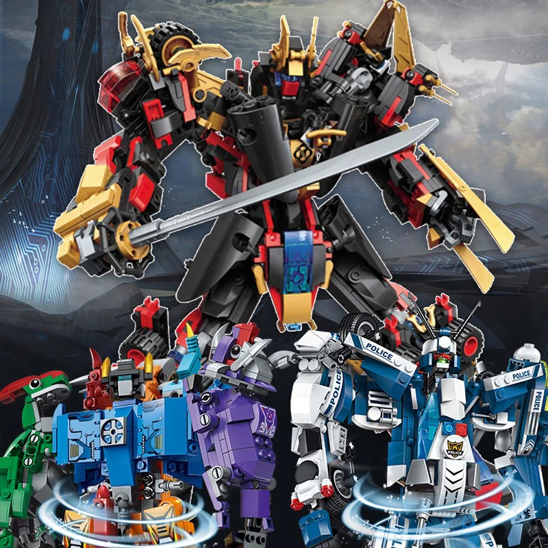 

6 in 1 Transforming Mecha Warrior Building Blocks City Transformation Robot Model Bricks Sets Toys Gifts MOC