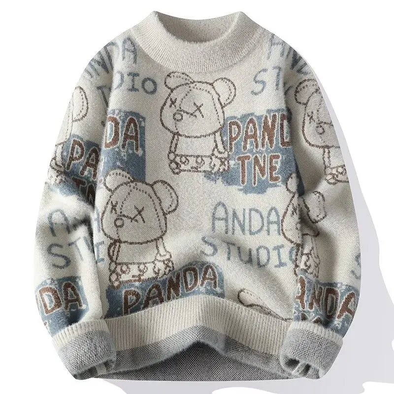 

2025 New Men's Plush Sweater Youth Pullovers Winter Warm O Neck Casual Sweater High Quality Cool Top Fashionable Men's Clothing