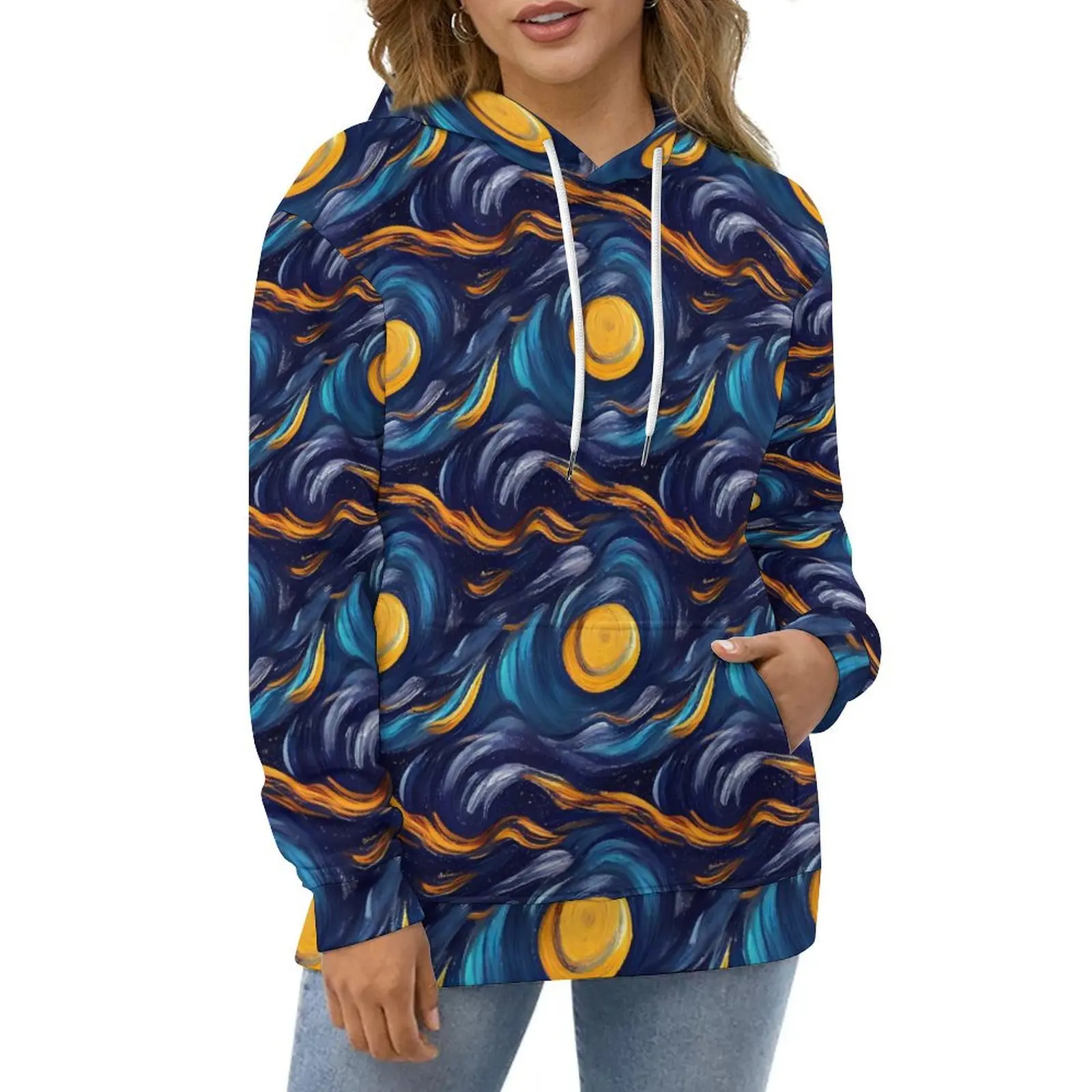 

Watercolor Starry Night Hoodies Abstract Art Korean Fashion Casual Hoodie Long Sleeve Y2k Graphic Hooded Sweatshirts 4XL 5XL 6XL