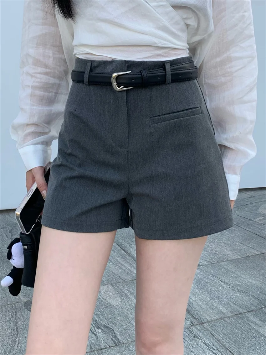 

PLAMTEE Office Lady Women Shorts Wide Leg Summer Solid Minimalist Elegant Daily Casual Work Wear Chic Sunscreen Shirts New