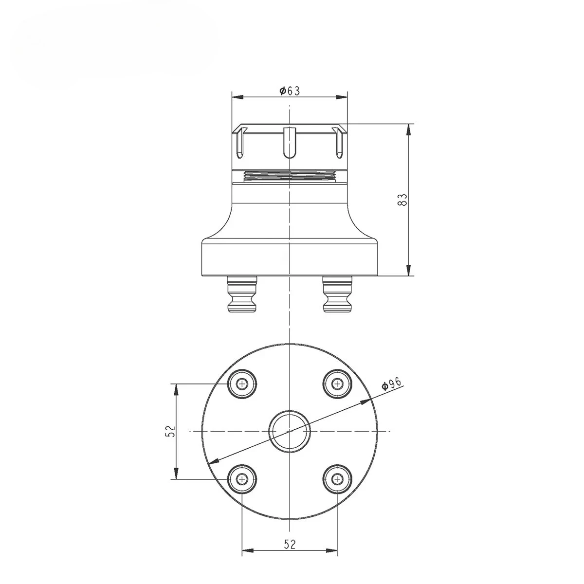 TS52 ER40 Hardened Stainless Steel Zero Point Quick Change Chuck, ER40 Collet Type for 3-26mm Round Bar CNC Clamping