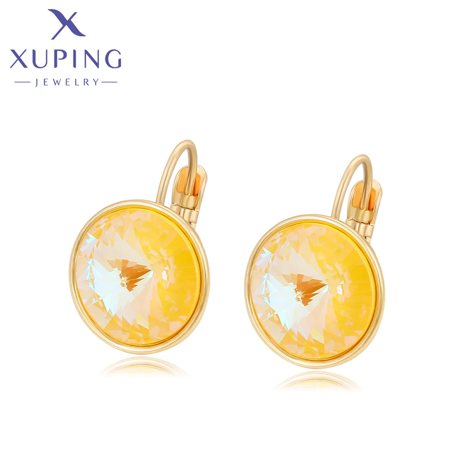 Xuping-Boucles d'Oreilles Rondes en Alliage de Cuivre et Or Clair, Bijoux à la Mode, Cadeau de ixpour Femme et Fille, X000647177