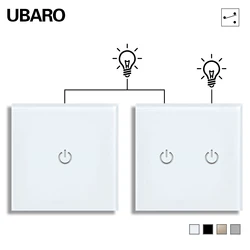 UBARO EU Standard Stairs 86 mm Pass Touch Switch Controller 1 Gang Multi Control Switches With Sensor Glass Panel Interruptor