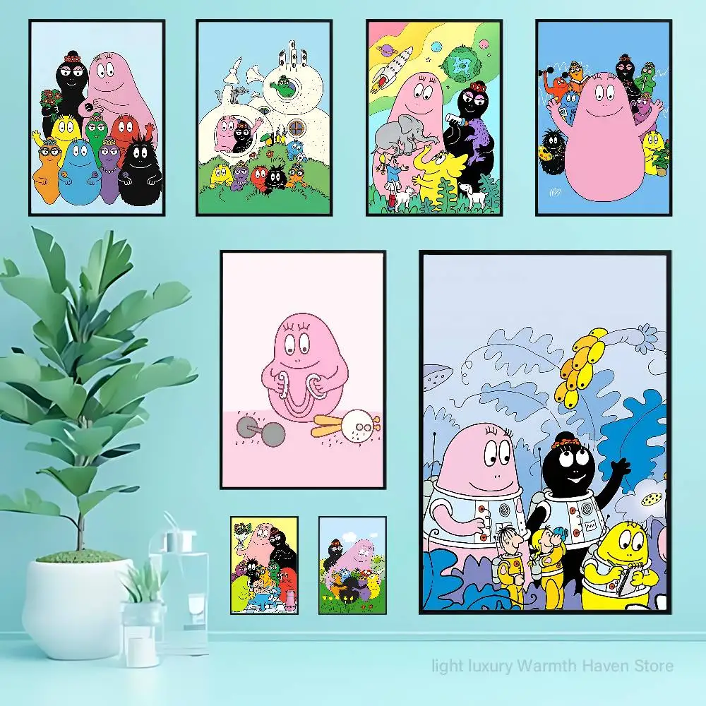 

B-Barbapapas Cute Poster HD Art Sticky Wall Waterproof Home Living Room Bedroom Bar Aesthetic Decoration