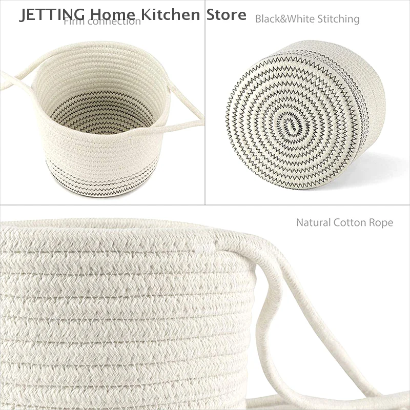 Cotton Rope Basket - Fern Plant Wall Hanging Basket, Cotton Rope Basket, Key Storage Basket, White