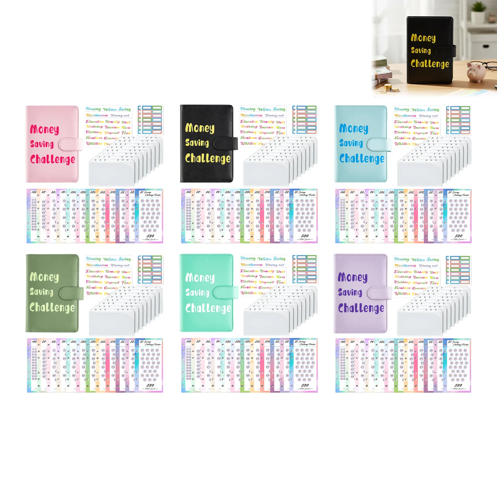 

A6 Ring Binder Notebook Macaron Color Cash Budget-Envelope Planner With Removable Pages For Everyday Use