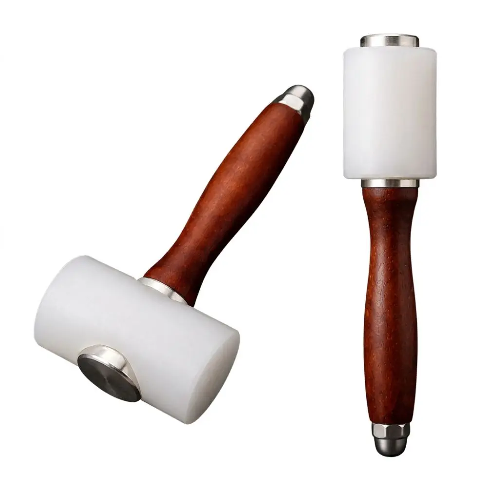 Practical Nylon T Head Carving Hammer Cowhide Tool Wood Handle Leather Mallet Leather Carving Sewing Mallet Leathercraft