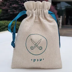 Custom Logo Jewelry Bag Drawstring Linen Makeup Cotton Women Gifts Wedding Favor Party Candy Eid Storage Pouch Packaging Bags