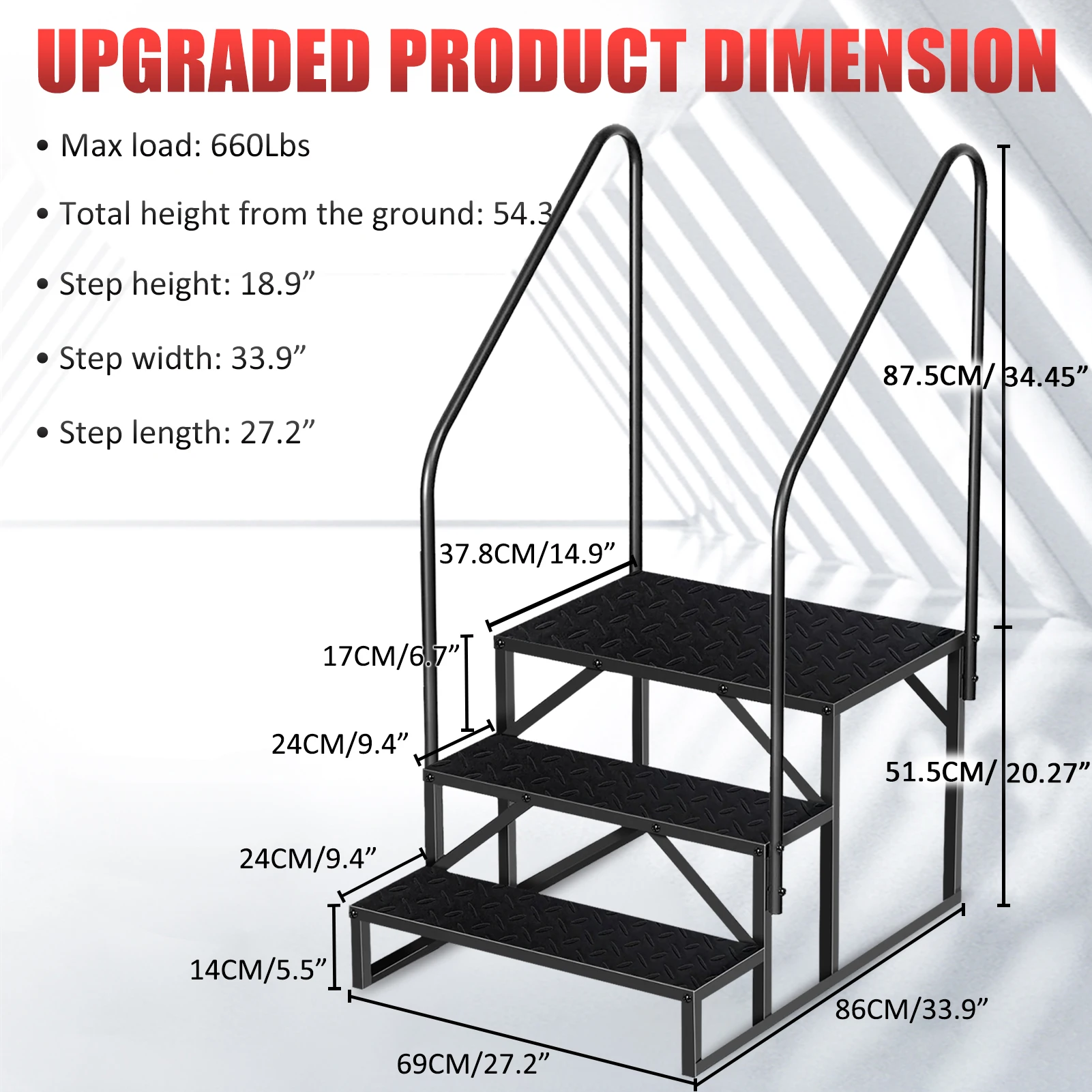 3-staps camperstappen | Zwembadladder met 2 leuningen | Update 3.0 buiten camperstap met antislippedalen | camperladders voor reisaanhangwagens