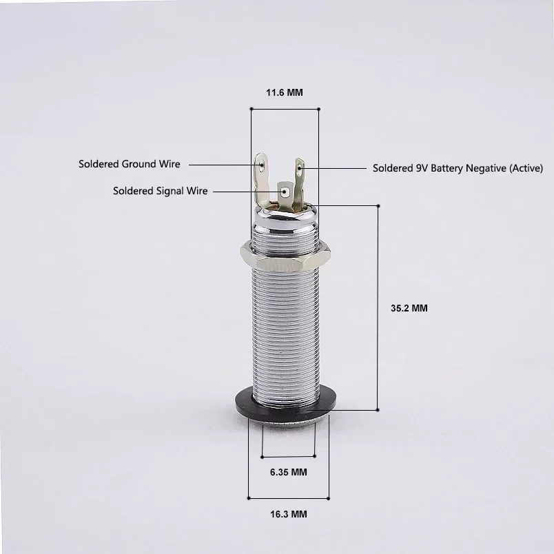 QX Music Store-1 Piece Stereo Long Threaded  Output Jack for Electric Guitar Bass ( #0397 ) 【Made in Korea】
