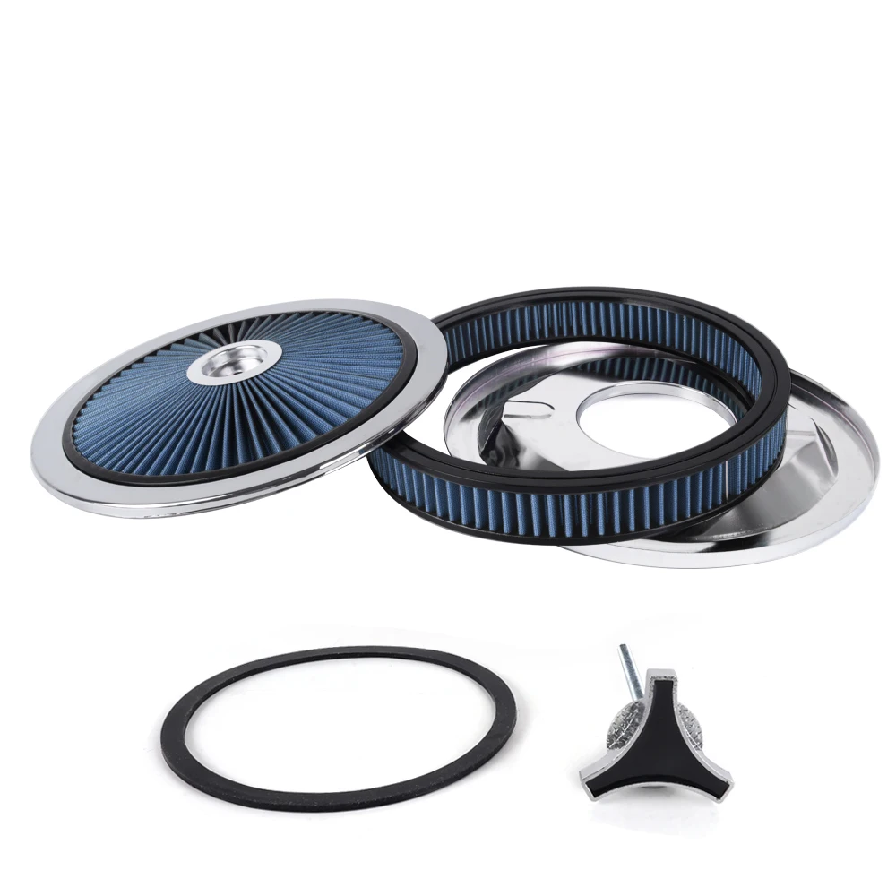 RASTP- Universal Air Cleaner Filter 14" Wide 2" Tall With Super Flow Thru Lid Washable Round 5-1/8-inch Neck Flange OFI178 - Image 3