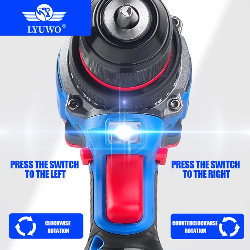 Imagem -04 - Lyuwo-brushless Cordless Drill Mandril de Travamento Automático Chave de Fenda Elétrica Ajustes de Torque Ferramentas Elétricas para Velocidades 16v 70n.m 20 Mais 1