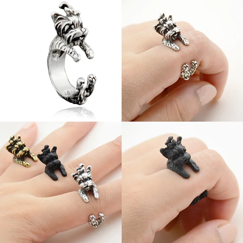 Yorkshire Terrier & Welsh Corgi & Greyhound & Jack Russell Dog Wrap Ring For Women West Highland Yorky & Westie Animal Rings Men