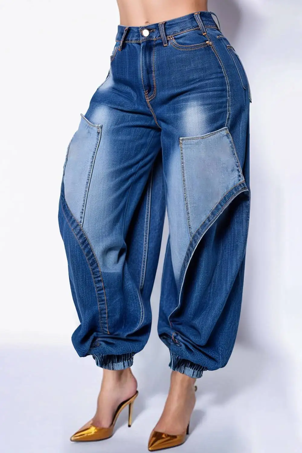 Plus Size Daily Blue Jogging Denim Jeans Women 2025 Fashion